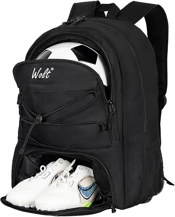 WOLT Soccer Backpack Soccer Bag with Ball Holder & Shoes Compartment, Sport Equipment Bags For Football, Basketball, Volleyball, Gym