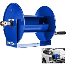 MEKOH Pressure Washer Hose Reel 150FTx3/8”, 300FTx1/4” Manual Power Washer Hose Reel with M22 14mm Fitting,4500PSI Heavy Duty Hose Reel for Water,High Pressure Metal Reel with Wall/Van/Trailer Mount