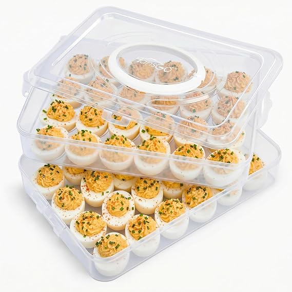 HANSGO Deviled Egg Containers with Lid, Deviled Egg Carrier For 48 Eggs