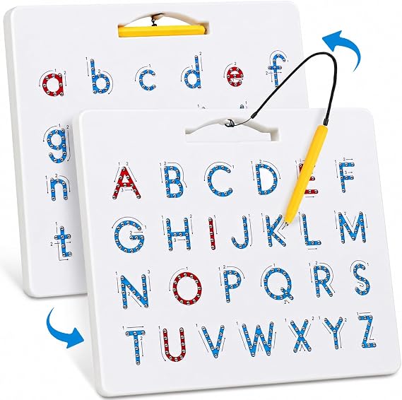 Double Sided Magnetic Letter Board: 2 in 1 Alphabet Magnets Tracing Board