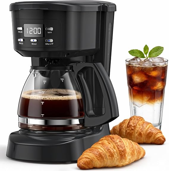 Coffee Maker, 5 Cup Programmable Drip Coffee Machine-Black