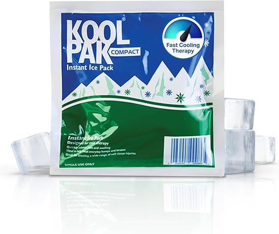 Koolpak 20 x Compact Instant Cold Ice Packs - 15 x 15 cm Disposable Instant Ice Pack for Injuries - Single Use First Aid Ice Packs for Sports & Recovery - Schools Workplace Travel Kits