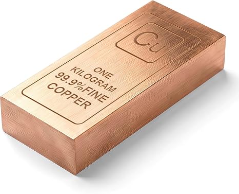Solid Copper Bar 1 KG | 99.9% Pure Copper (Cu 999) | Decorative Collectible Ingot for Display, Crafts & Educational Use, Collectible Copper-Bar Gift for Desk, Office & Education Copper