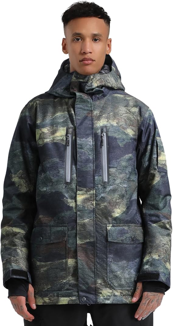 GSOU SNOW Men's Ski Jacket Snow Coat Waterproof Snowboard Jacket Windproof Insulated Hooded Warm