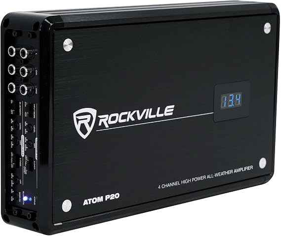 Rockville Atom P20 4-Channel Class A/B Marine/ATV/Car Bluetooth Amplifier