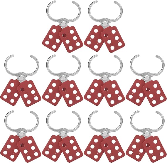 LIZEALUCKY 10pcs Lockout Tagout Hasp, Safety Aluminium Insulation Padlock Hasp for Multiple Management, Insulated Lock Hasp with 6 Holes Interlock, 1.5 inch Inside Jaw Diameter