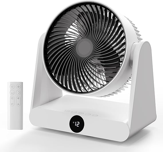 3D Oscillation Air Circulator Fan with Remote, 12000mAh Battery Operated Cordless Desk Fan, 20dB Whisper Quiet Table Fan for Bedroom Home Office, 12 Speeds, 12H Timer, 650 CFM Powerful Airflow