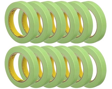 3M 233+ Green Masking Tape 26334, 0.75" x 60.1 yd, Pack of 12 Rolls High-Performance Automotive and Industrial Painter's Tape | High-Performance, Automotive and Industrial, Painter's Tape