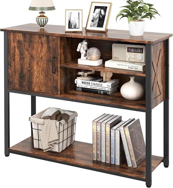 Livofloral 41" Console Table with Storage Shelf, Entryway Table with Storage, Behind Couch Table, Sofa Table for Entryway, Hallway, Living Room, Foyer, Kitchen, Rustic Brown