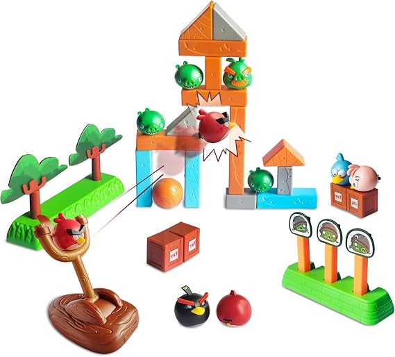 ROLOSO Angry Birds Toys Playsets Build N Launch Construction Brick Assembly Building Blocks Sets Pig City Strike 2 Takedown Space Planet Game Catapult Slingshot Gift Box