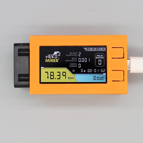 ZYmen Nerd Miner V2 Pro Bitcoin Solo Lottery Miner - BTC - Crypto Nerdminer V2.0 pro Hashrate 56K with Orange Case