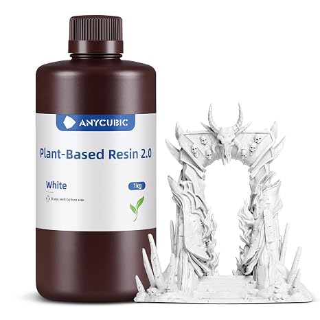 ANYCUBIC 3D Printer Resin, 405nm Plant-Based Rapid Resin, Low Odor, Photopolymer Resin for LCD 3D Printing,1kg White