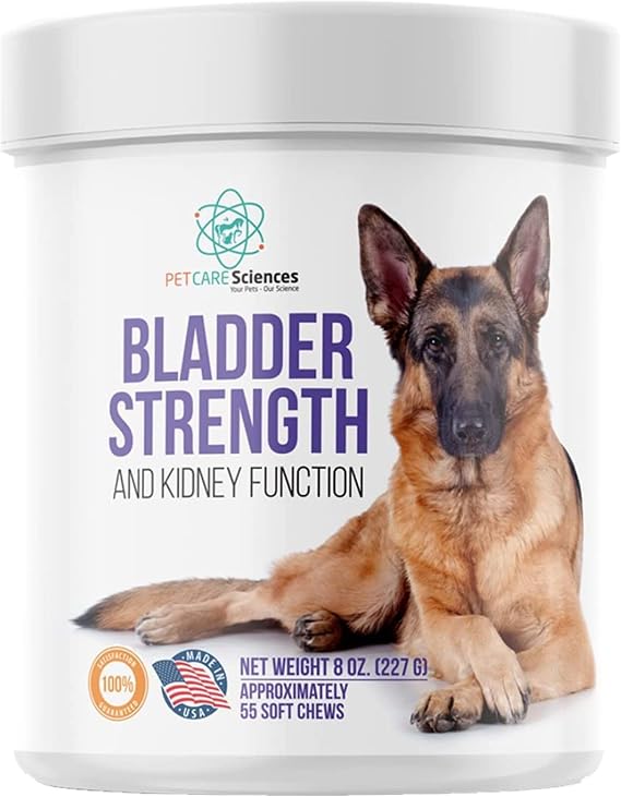 Dog Incontinence Supplement Bladder Control for Dogs, Cranberry Pills for Dogs, Senior Dog Incontinence Support, Dog UTI Treatment, Bladder Strength 55 Soft Chews, Made in USA