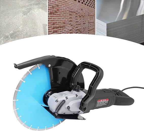 Electric Concrete Saw, 14In 3200W Circular Saw Cutter with 5 In Cutting Depth, Wet/Dry Disk Saw Cutter Includes Water Line, Pump and Blade, for Stone Brick Porcelain Concrete