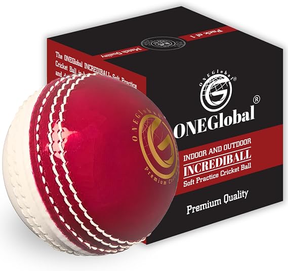 Incrediball Soft Practice Cricket Ball | Outdoor & Indoor Rubber Cricket Ball With Core & Stitched Seam | For Practice, Training & Family Fun | Senior & Junior Size