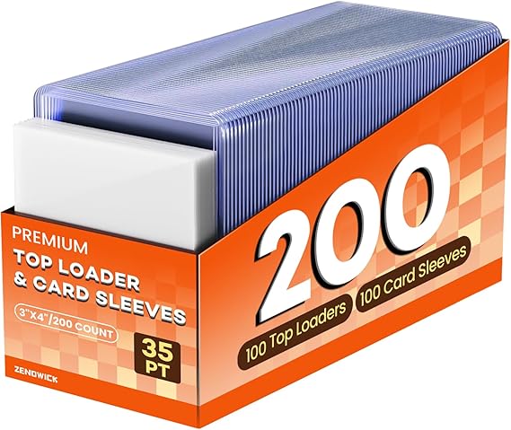 200 Card Sleeves Top Loaders for Cards, 3" x 4" Hard Plastic Toploaders