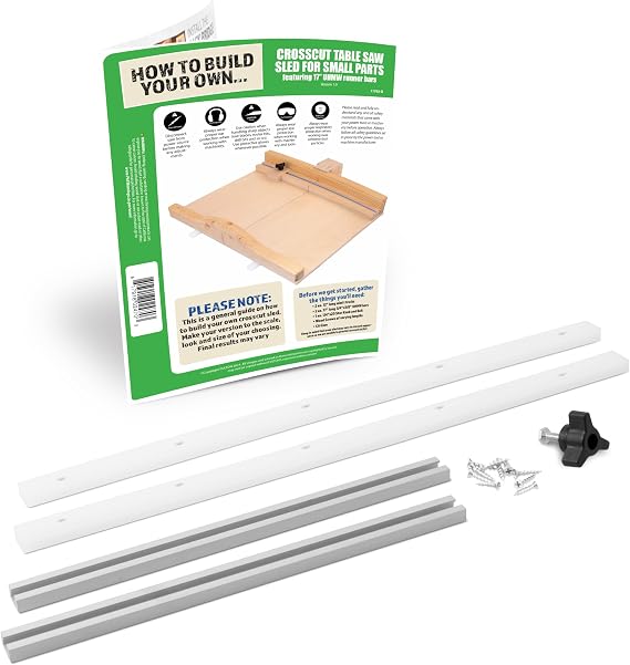 DIY 17" Crosscut Sled for Table Saw Kit w/Predrilled UHMW Bars