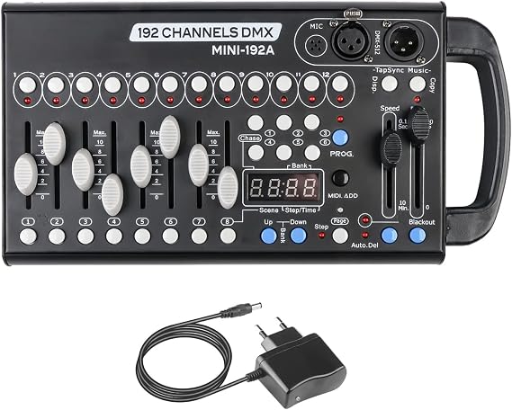 192CH DMX Controller DMX512 Controller Stage Light Controller Dmx Console for DJs Bands Bars Pubs Clubs Family Party Wedding Etc