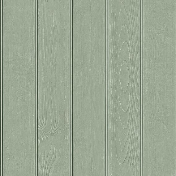 Beaded Wood Panel Sage Green Wallpaper - Modern Realistic Contemporary Trendy - Stylish Feature Wall