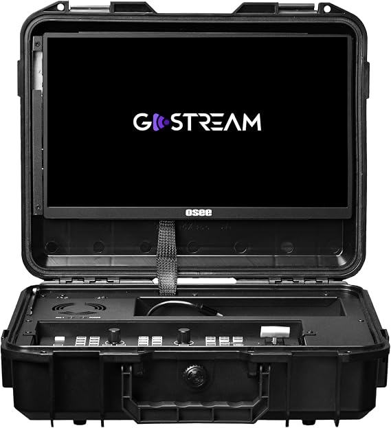 Osee GoStream Deck All-in-One Pro Video Switcher Live Production Switcher Live Streaming Multi-Camera Video Mixer Switcher Recorder Player Kit with Built-in Monitor DC-to Type C Cable NDI Upgradable