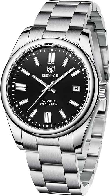 BENYAR Classic Men's Automatic Mechanical Watch Stainless Steel Strap Waterproof Luminous Simple Business Sports Wristwatch...