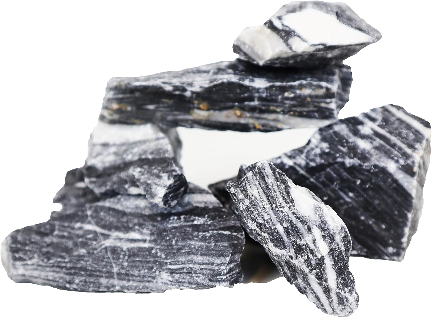 H2Pro Black and White Aurum Rocks Aquarium Decoration 44lb Per Box, Mixed with Small and Large Size of Rocks, Fish Tanks