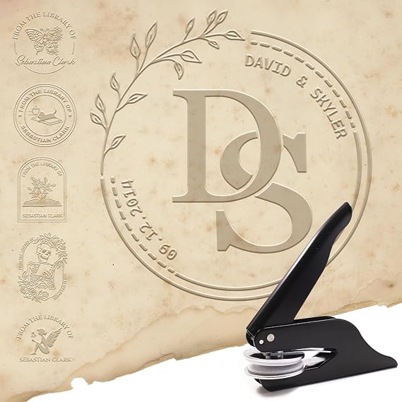 Book Embosser Personalised | Teacher Gifts | Personalised Book Embosser Custom Your Name & Design for Readers, Collectors, Libraries and Wedding Invitation | from The Library of