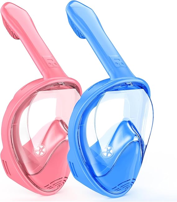 Kids Snorkel Mask Full Face, Snorkeling Gear for Kids 3-14 with Camera Mount, 180 Degree Panoramic View Snorkeling Set Anti-Fog Anti-Leak