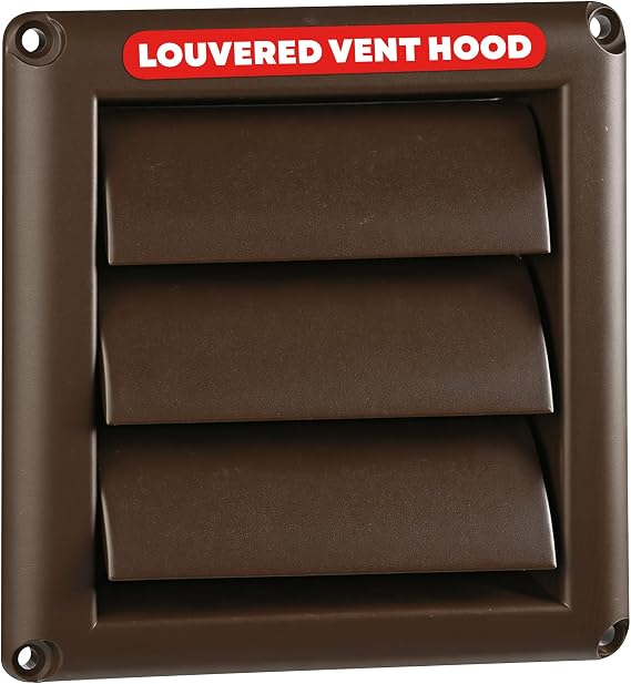 Deflecto Outdoor Dryer Vent Cover 4-Inch with Louvered Gravity Damper Brown
