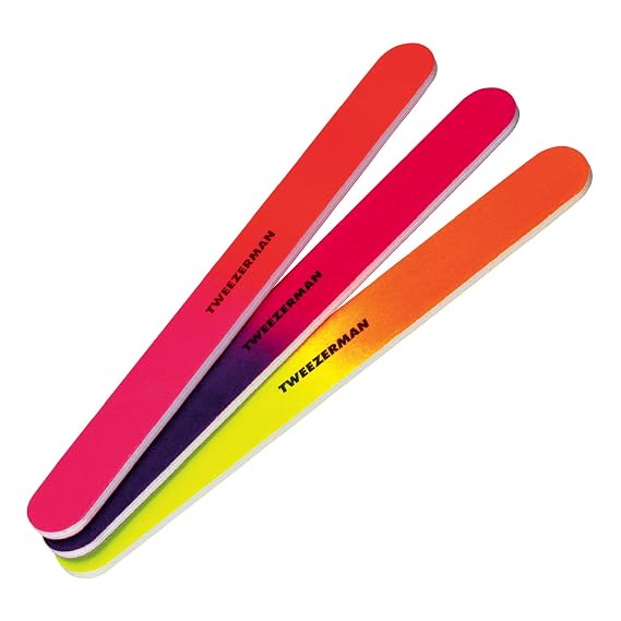 Tweezerman Nail Files Pack of 3 Neon Hot