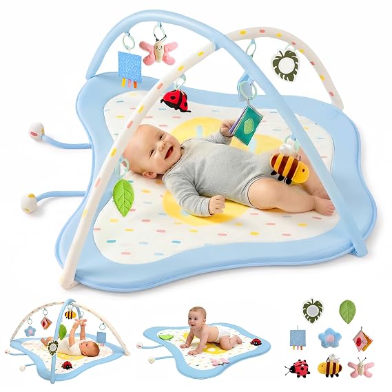 Pamo Babe Baby Play Gym & Activity Mat with 8 Montessori Toys