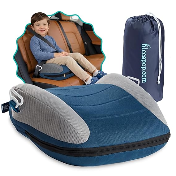 UberBoost Inflatable Booster Car Seat, Travel Booster Seat, Navy/Gray