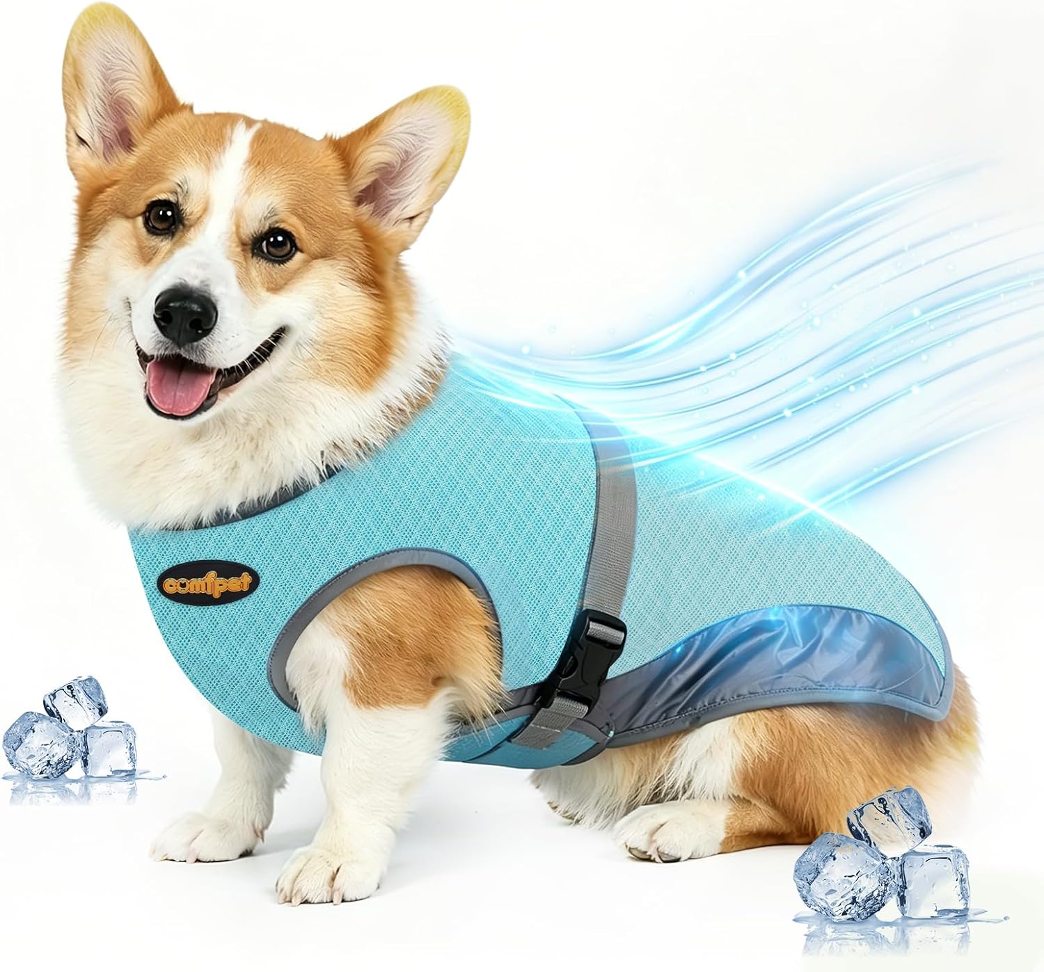 Dog Cooling Vest for Summer, Lightweight Jacket Dog Cooling Shirt, UV Protection Cooling Harness for Outdoor Activity with Breathable Mesh, Small (Blue)