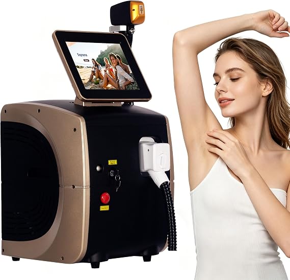 Professional 808nm Diode Laser Hair Removal Machine, 3 Wavelengths (755/808/1064nm) Ice Cooling Painless Permanent Hair Remover, Salon-Grade Full Body Hair Removal Device for Women Men, Home & Salon U