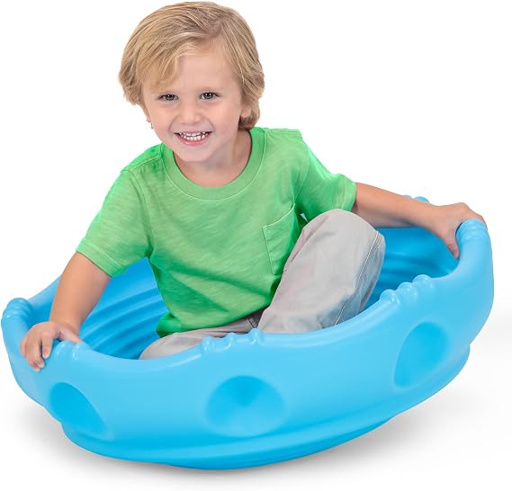 Simplay3 Two Sided Rock Around Wobble Disk and Climbing Dome for Toddlers and Kids - Rocking and Climbing - IndoorOutdoor, Made in USA Blue, 1 Pack