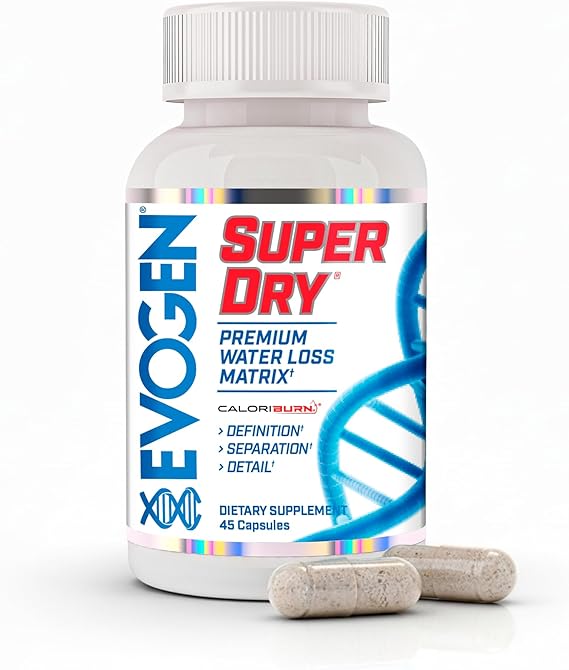 Evogen Super Dry Water Loss Matrix | Bloating Relief | 45 Capsules | Dandelion root, horsetail and juniper berry with magnesium and potassium to reduce retention and reveal definition
