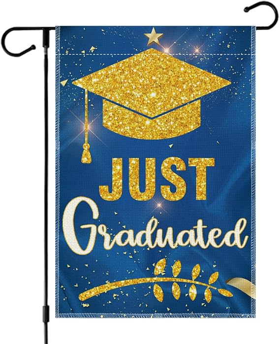 2026 Graduation Garden Flag 12 x 18 Inch Double-Sided Outdoor Yard Flag, Class of Graduation Decorations Congrats Grad Sign Banner for Graduation Party Lawn Porch Home Decor (Blue)