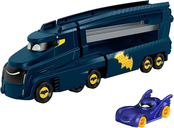Fisher-Price DC Batwheels Toy Transporter and Car Bat Large Van with Ramp and Bam the Batmobile Scale 1:55 Die-Cast Toy Vehicle from 3 Years HMX07