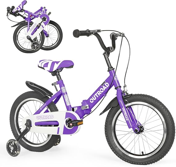 Outroad Kids Bike for Boys Girls Age 3-9 Years Old, 14 16 18 Inch Kid's Bike with Training Wheels, Children Bicycles for Toddler, Blue and Red