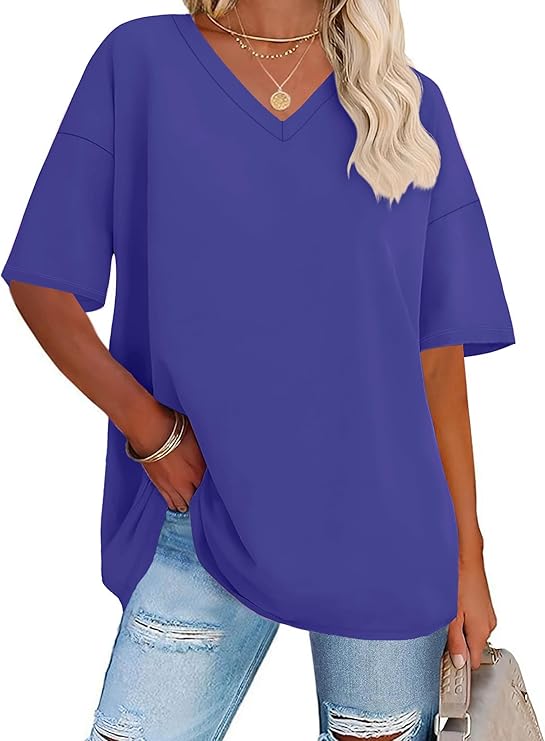 Oversized Tshirts for Women Graphic V Neck Summer Short Sleeve Loose Tees | ADOREJOY Oversized Graphic Casual Basic Tops Cute Tshirts Summer Daily Fit 2026