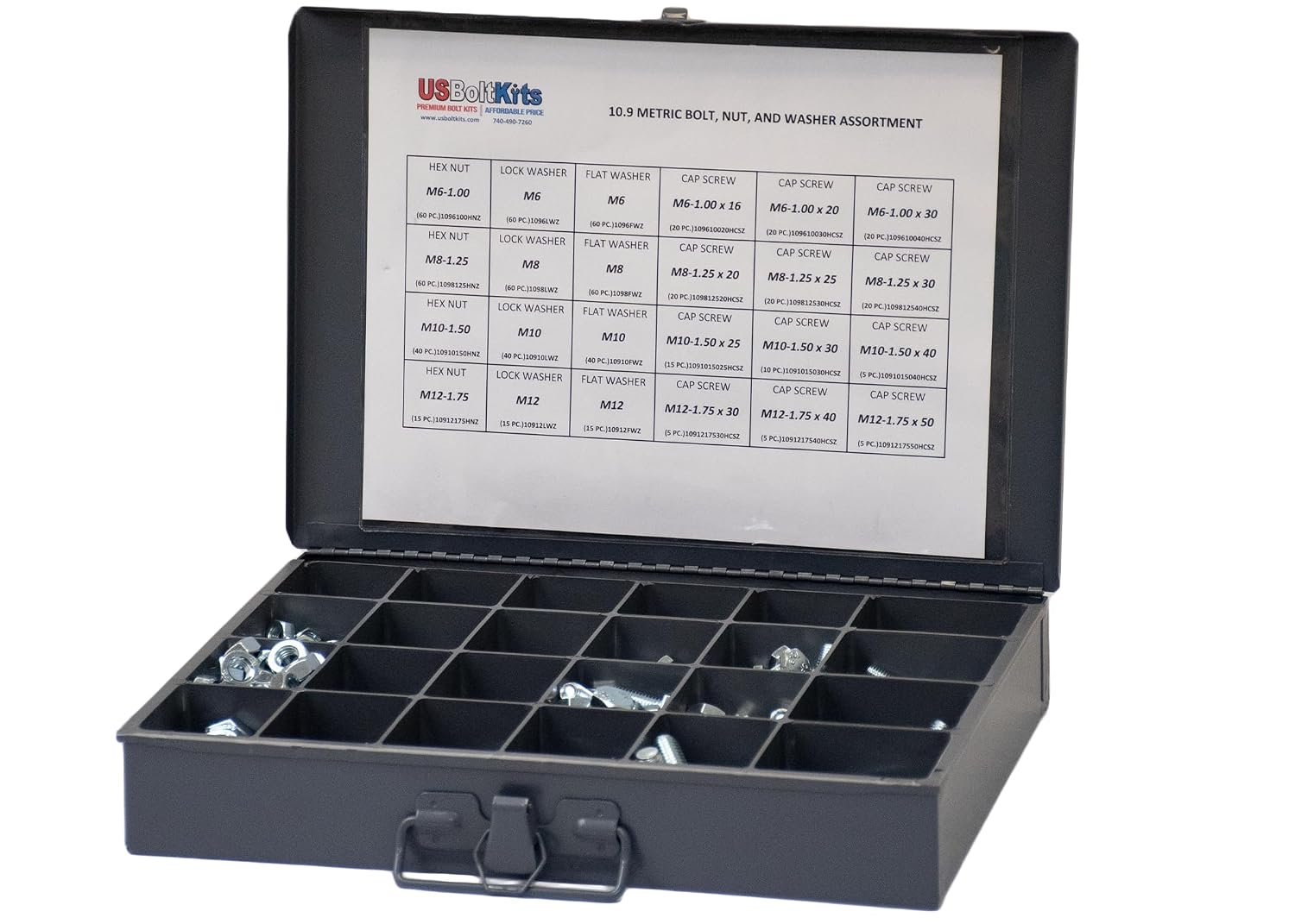 690 Piece Metric 10.9 Coarse Thread Fastener Assortment Kit with Bolts, Nuts, and washers