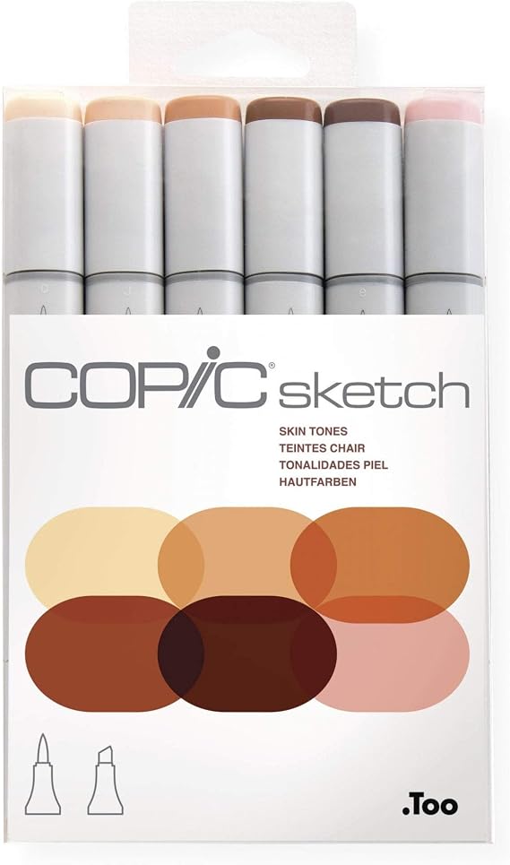 Copic Sketch, Alcohol Markers, 6pc Set, Skin Tone Edition (Discontinued in 2020)