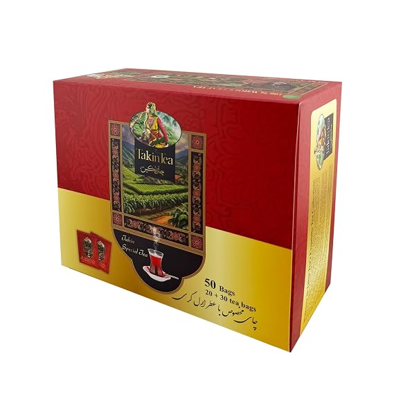 Takin Assorted Tea Bags (50 Count) | (20 Earl Gray Flavor & 30 Sampler Tea Bags) Cardamom, Saffron, Orange Blossom, Ceylon, Rose Water & Mint | Individually Wrapped