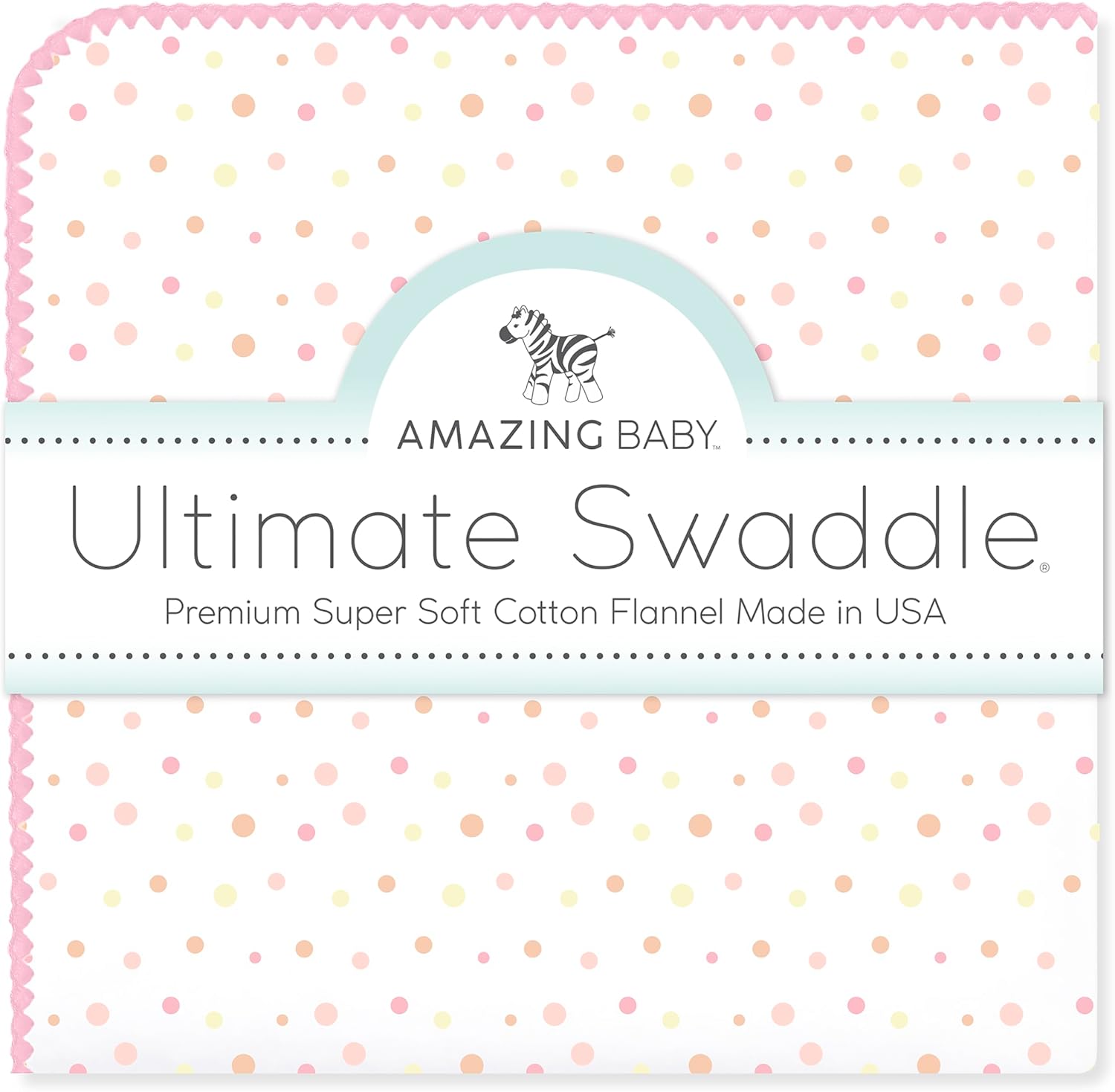 Amazing Baby Ultimate Winter Swaddle, X-Large Receiving Blanket, Made in USA, Premium Cotton Flannel, Playful Dots, Multi Pink (Mom's Choice Award Winner)