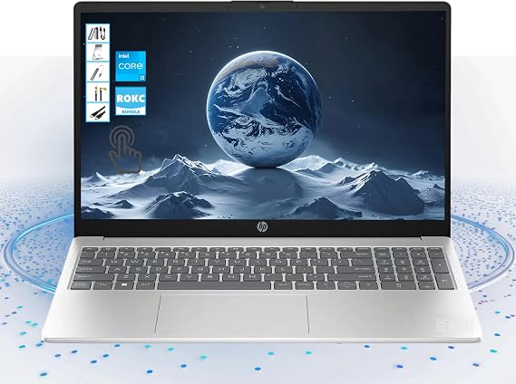 HP 2025 Pavilion 15 inch Touchscreen Laptop | 15.6" HD Computer| 8GB RAM | 256GB SSD & 128GB Portable SSD| Intel Core i3-1215U| Wi-Fi 6E| Copilot Ready| Ultra Light| AI-Powered Windows 11| RK Bundle