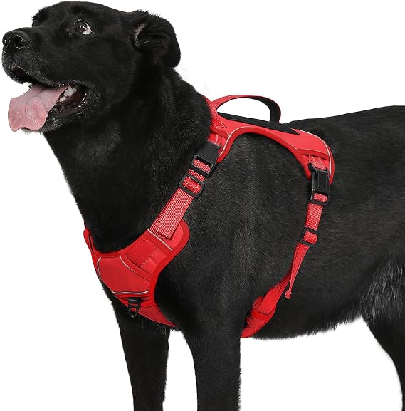 Tactical Dog Harness for Large Dogs,No Pull Adjustable Pet Dog Harness,Reflective K9 Working Training Easy Control Pet Vest Military Service Dog Harnesses (Red, Small (Pack of 1))