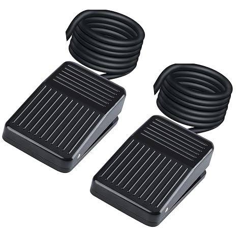 2pcs 10A 250V AC Foot Switches Momentary Electrical Power Plastic Foot Pedal Switch On/Off Control Black Color + 1m Cord