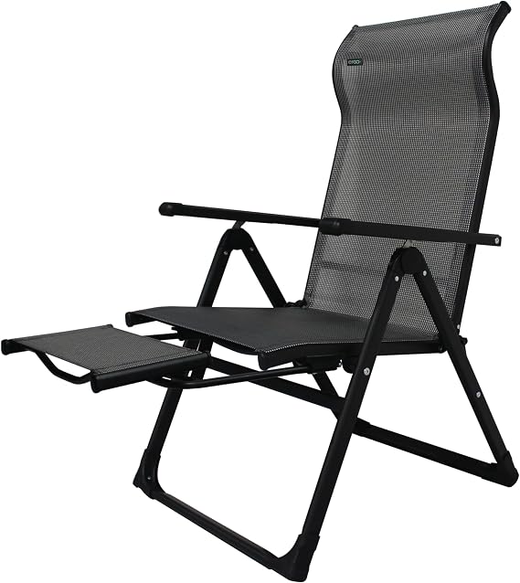 Caravan Sports Ergo+ Adjustable Outdoor Patio Camping Lounge with Footrest & Headrest, Steel Frame Weather-Resistant Fabric Folding Outdoor Chair