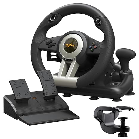 PXN V3 PRO Racing Wheel with Pedals for PC, Xbox, PS4, Switch | 11-Inch Wheel, Vibration Feedback, Paddle & Sequential Shifting, 180 Steering, 2-Pedal, Plug & Play Setup for Easy Gaming