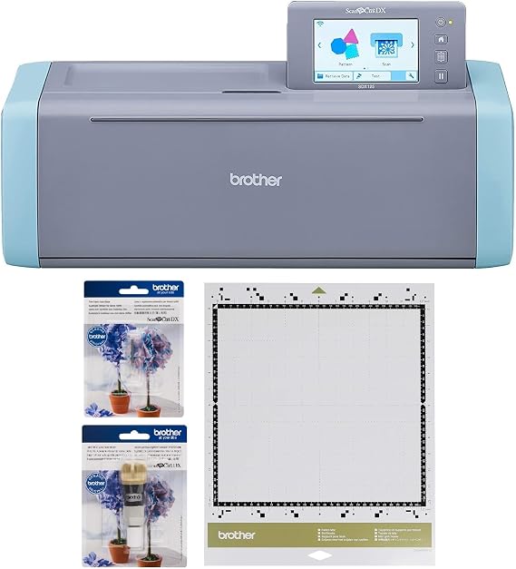 Brother ScanNCut SDX125e DIY Cutting Machine with Scanner, Plus Thin Fabric Auto Blade and Holder, CADXMATF12 Fabric Mat